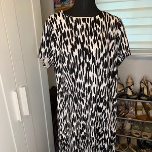 White and black dress.